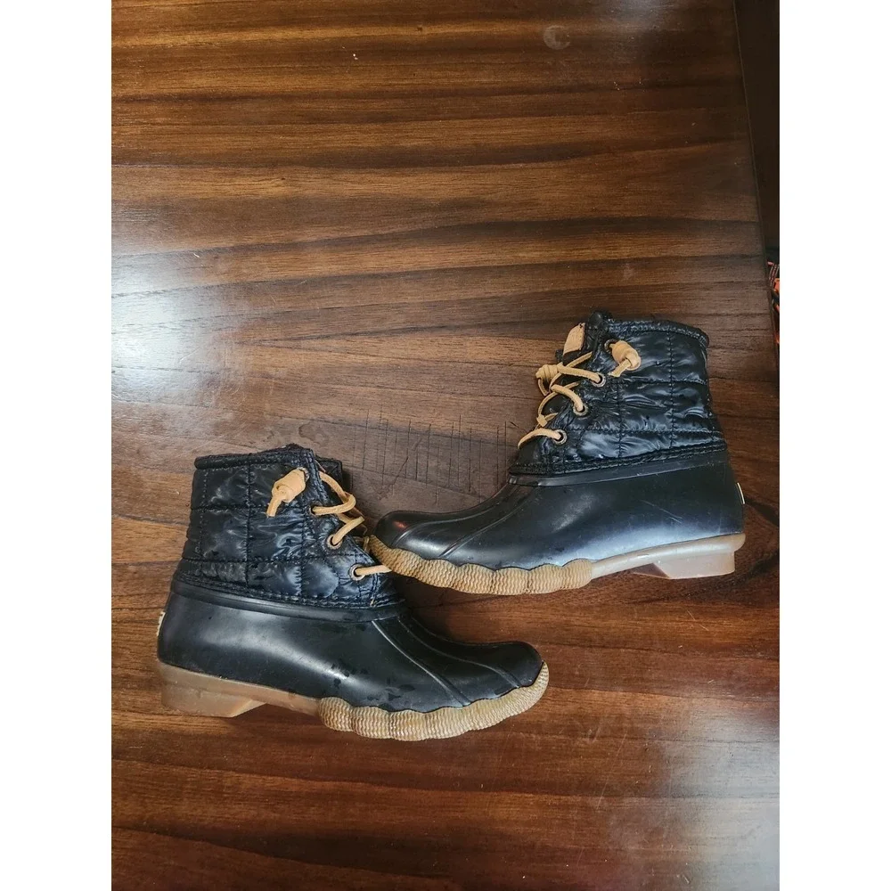 Sperry Saltwater Quilted Duck Boots black w quilted nylon upper Womens 5